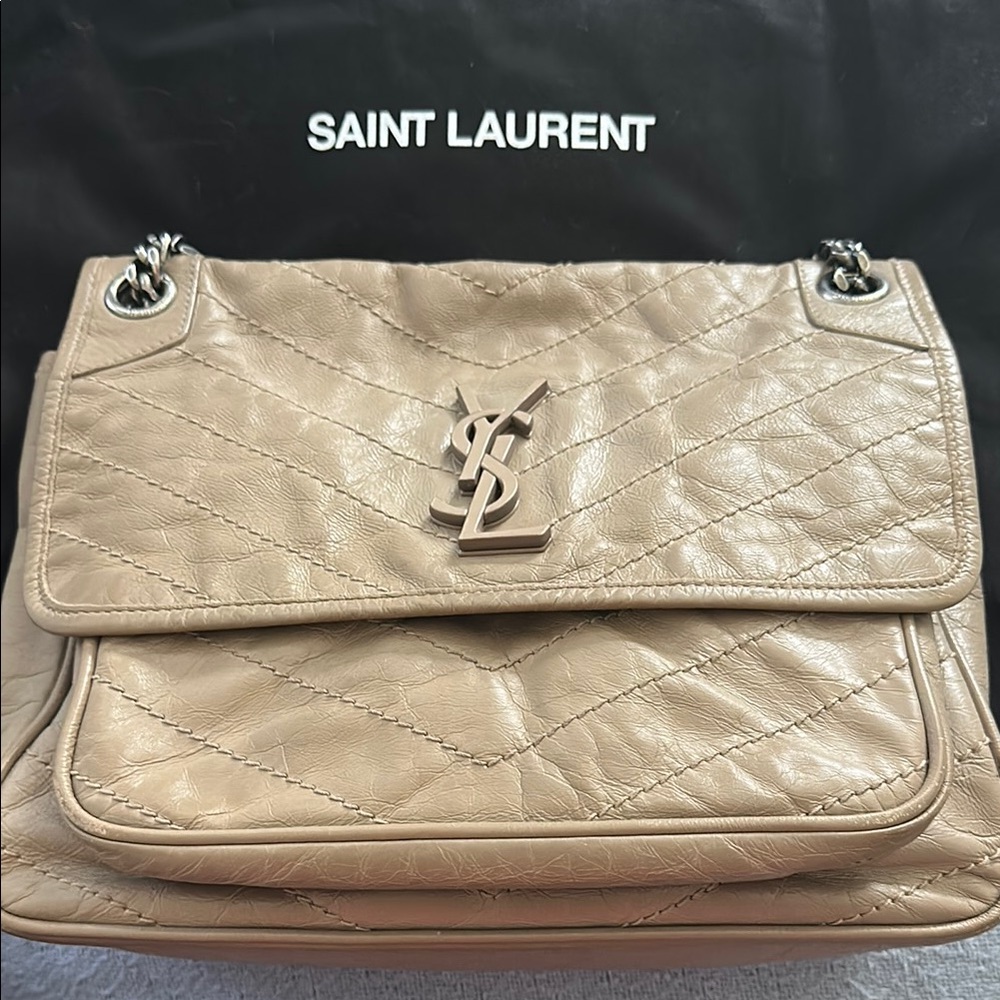 YSL Tan Shoulder Bag with Chain Strap